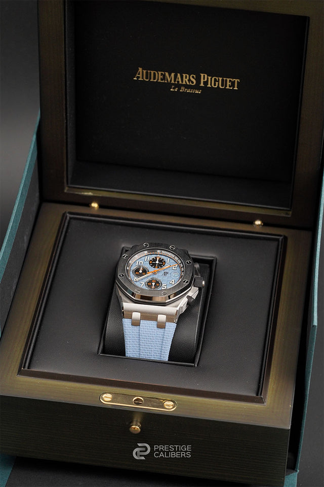 Audemars Piguet Royal Oak Offshore Selfwinding Chronograph Men's Watch 26238ST.OO.A340CA.01 Baby Blue in display box