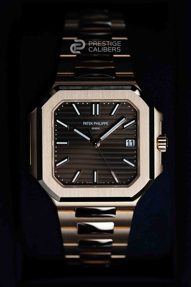 Rose gold watch Patek Philippe 7128/1R with a brown face