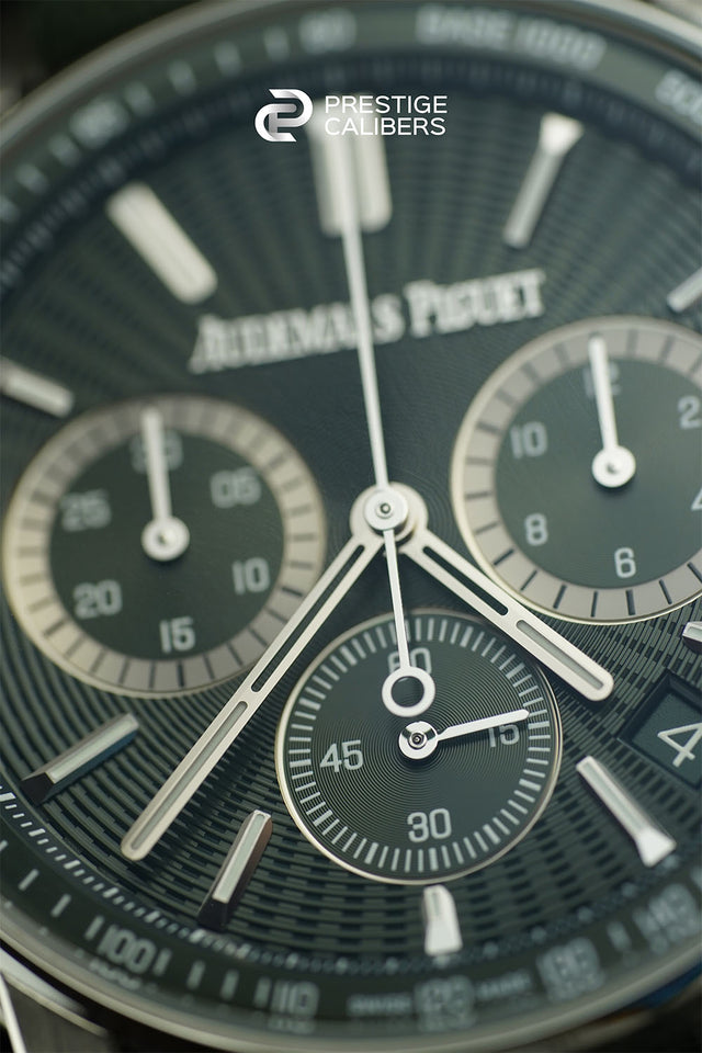 Close-up of a luxury watch Audemars Piguet code 11.59 26393ST.OO.A056KB.01