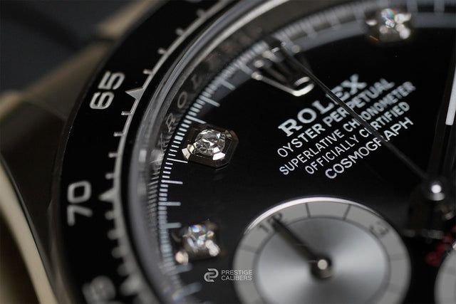 Close-up of a Rolex Cosmograph Daytona 126519LN-0004 watch face