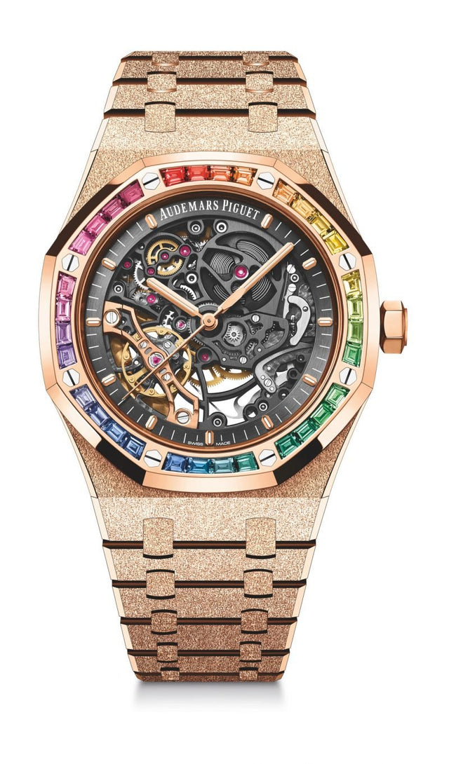 Audemars Piguet Royal Oak Frosted Gold Double Balance Wheel Openworked Woman's Watch 15412OR.YG.1224OR.01