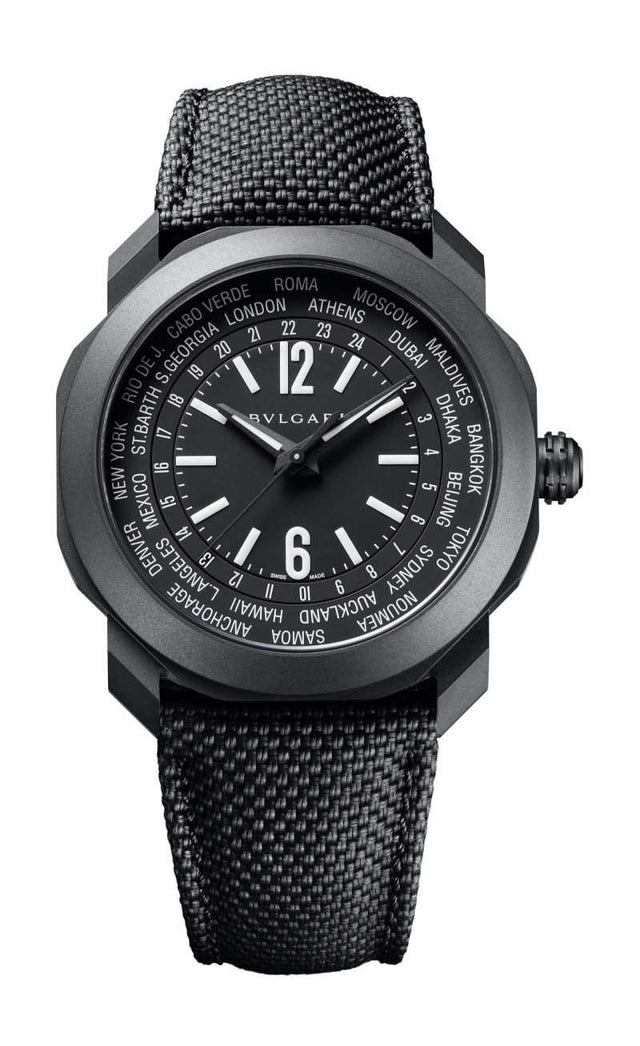 Bvlgari Octo Roma Worldtimer Steel D.L.C. Men's Watch 103486