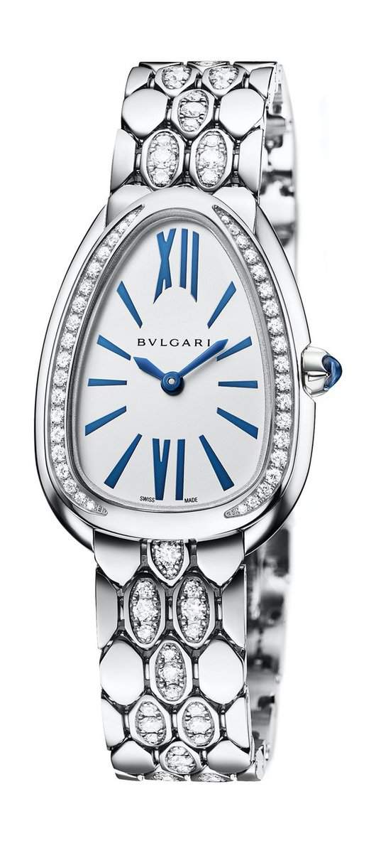 Bvlgari Serpenti Seduttori White Gold Semi-Paved Bracelet Woman's Watch 103276
