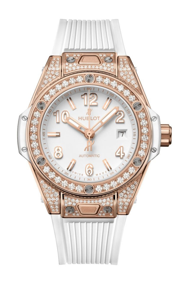 Hublot Big Bang One Click King Gold White Pavé 33mm Woman's Watch 485.OE.2080.RW.1604