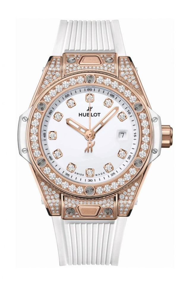Hublot Big Bang One Click King Gold White Pave Woman's Watch 485.OE.2210.RW.1604