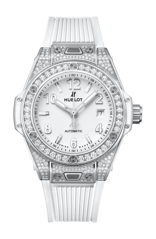 Hublot Big Bang One Click Steel White Pavé 33mm Woman's Watch 485.SE.2010.RW.1604