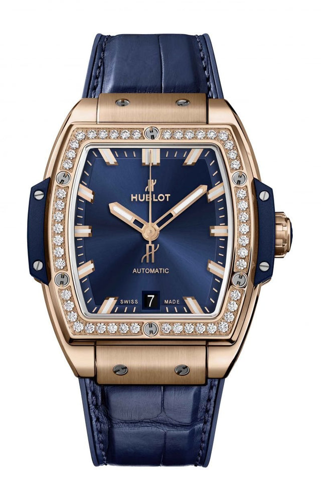 Hublot Spirit of Big Bang King Gold Blue Diamonds Woman's Watch 665.OX.7180.LR.1204