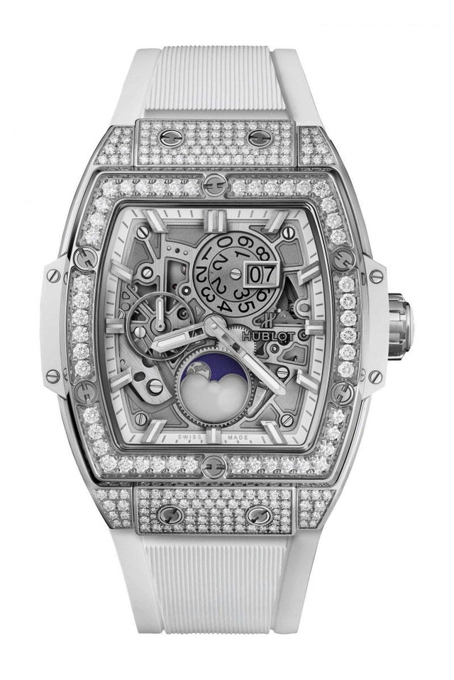 Hublot Spirit Of Big Bang Moonphase Titanium White Pavé Men's Watch 647.NE.2070.RW.1604