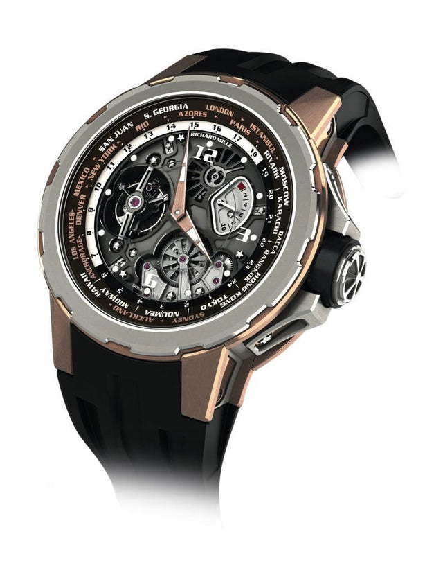 Richard Mille RM 58-01 Manual Winding Tourbillon Worldtimer Jean Todt Men's watch Red Gold,Titanium