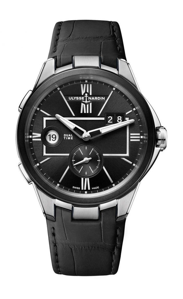 Ulysse Nardin Executive Dual Time Черные мужские часы 243-20-3/42