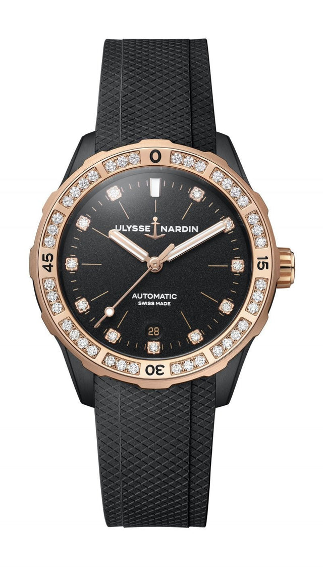 Ulysse Nardin Lady Diver Женские часы 8165-182B-3/ЧЕРНЫЕ