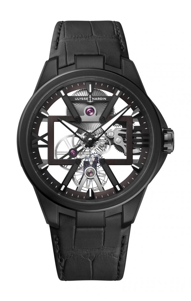 Мужские часы Ulysse Nardin Skeleton X 42mm 3713-260/ЧЕРНЫЕ