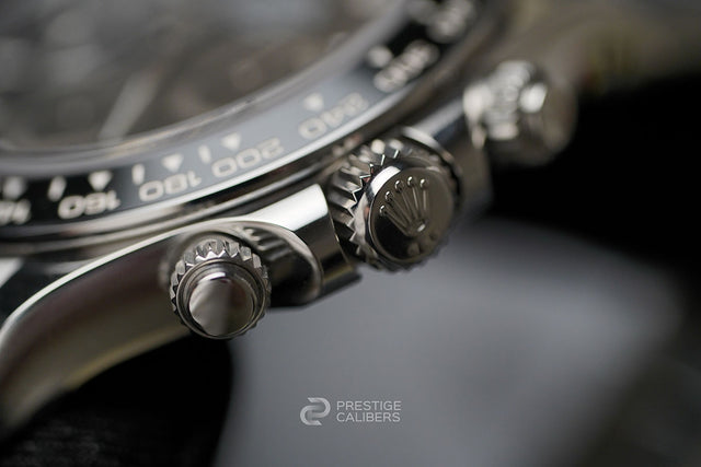 Close-up of a Rolex crown