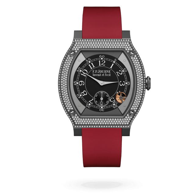 F.P.Journe Élégante 48 Titalyt Diamonds Black Dial Red strap