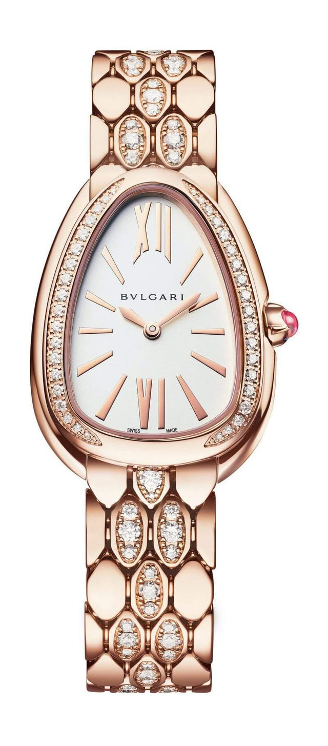 Bvlgari Serpenti Seduttori Rose Gold Semi-Paved Bracelet Woman's Watch 103275
