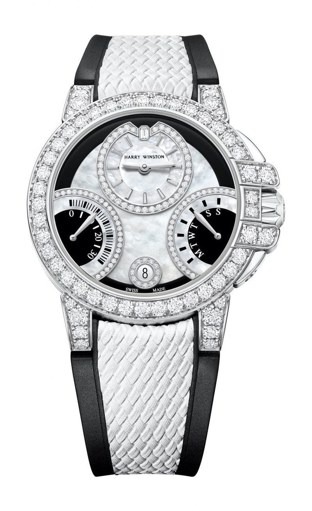 Harry Winston Ocean Biretrograde Black & White Automatic 36mm Woman's Watch OCEABI36WW058