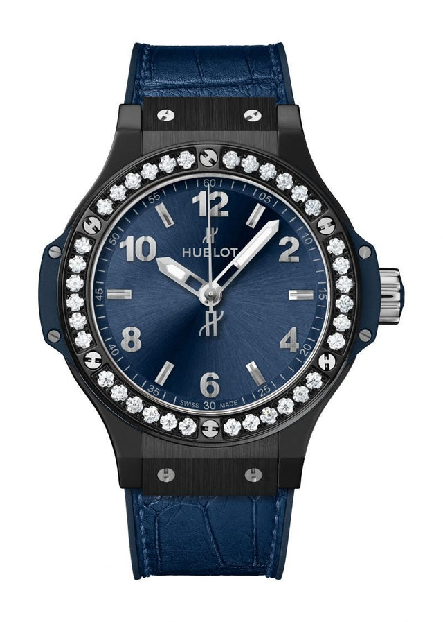 Hublot Big Bang Ceramic Blue Diamonds Woman's Watch 361.CM.7170.LR.1204