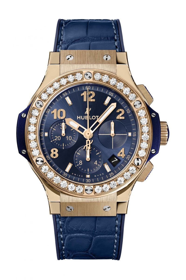 Hublot Big Bang Gold Blue Diamonds Woman's Watch 341.PX.7180.LR.1204