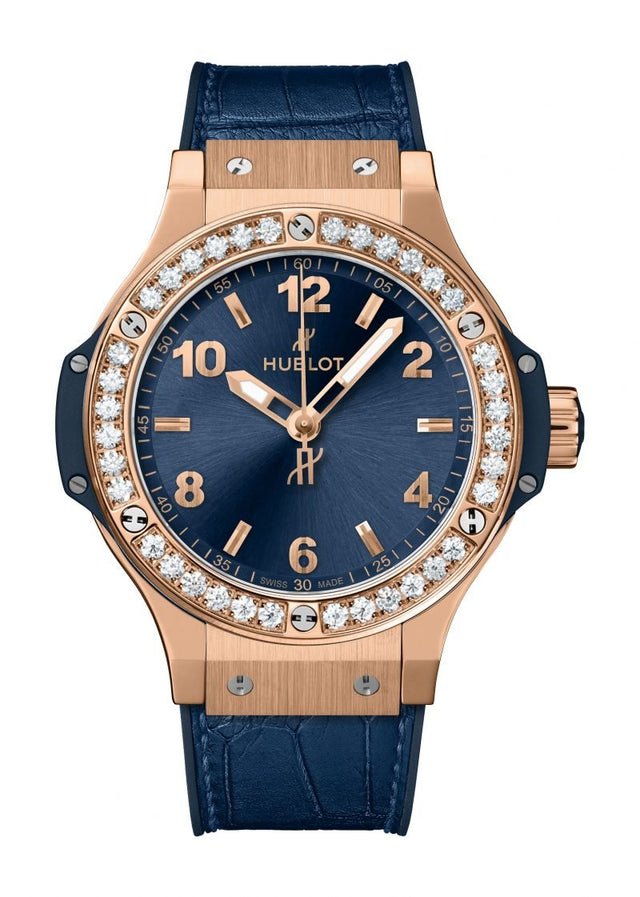 Hublot Big Bang Gold Blue Diamonds Woman's Watch 361.PX.7180.LR.1204