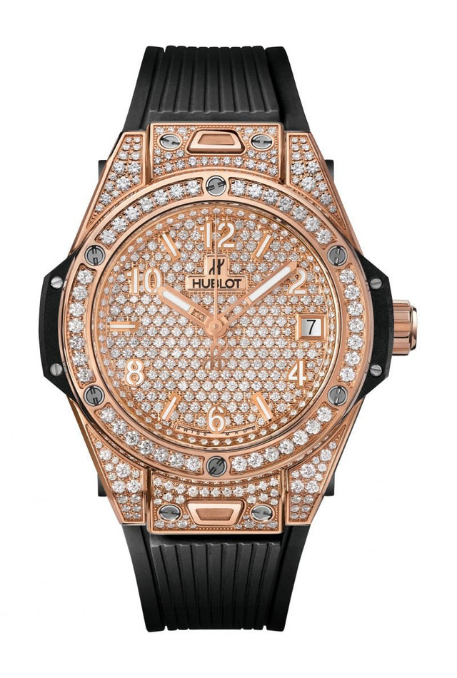 Hublot Big Bang One Click King Gold Full Pavé Woman's Watch 465.OX.9010.RX.1604