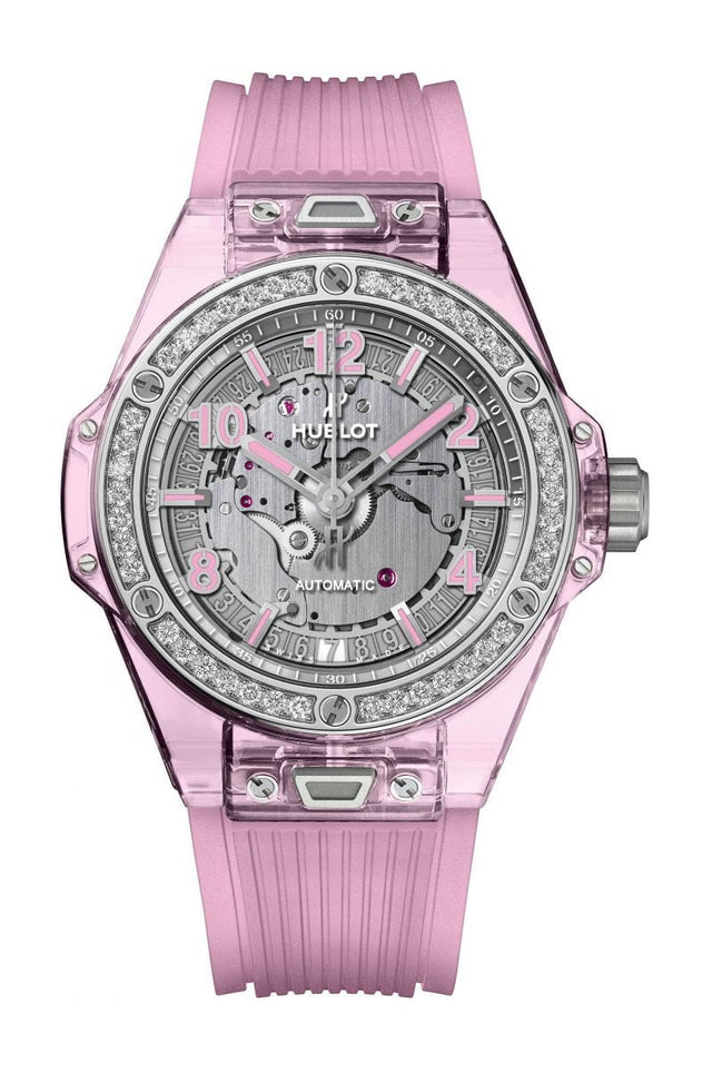 Hublot Big Bang One Click Pink Sapphire Diamonds Woman's Watch 465.JP.4802.RT.1204
