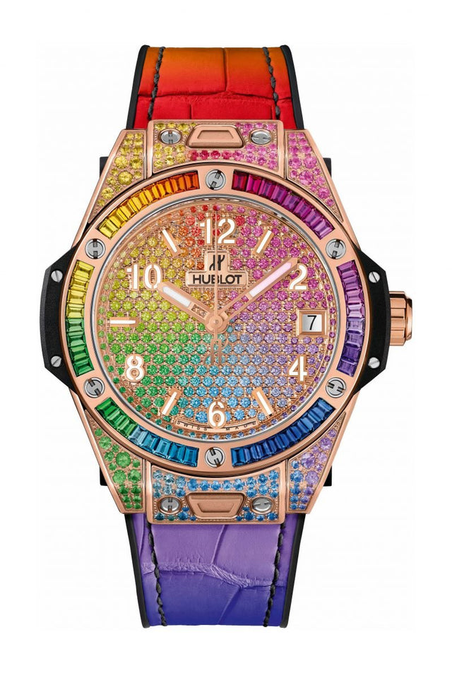 Hublot Big Bang One Click Rainbow King Gold Woman's Watch 465.OX.9910.LR.0999