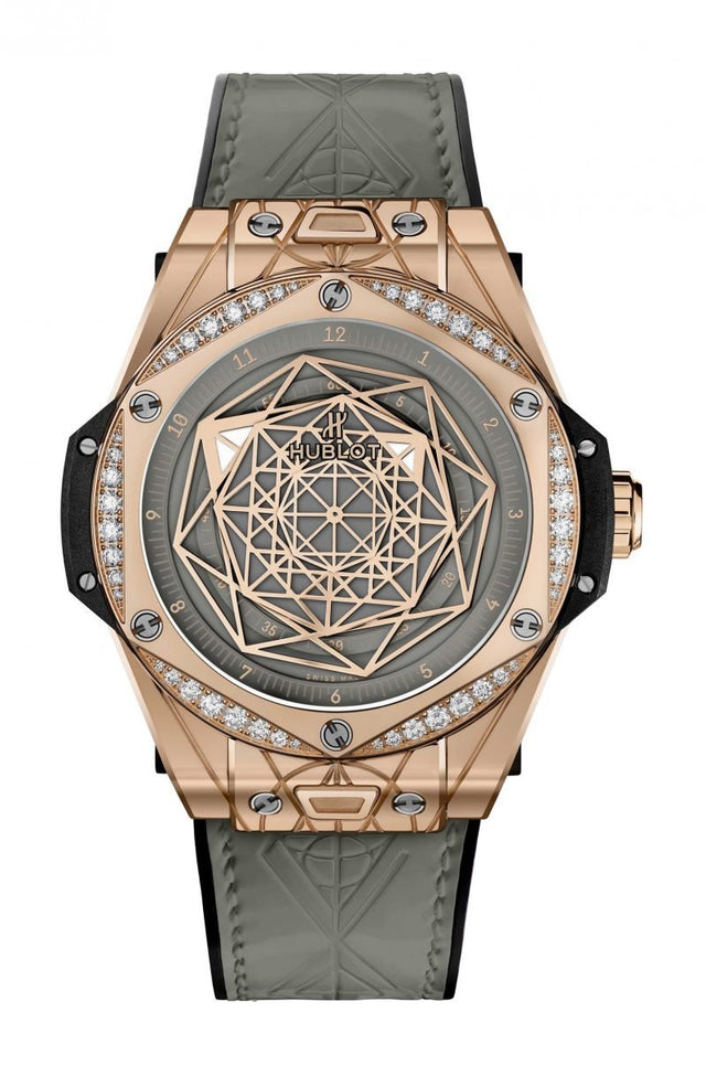 Hublot Big Bang One Click Sang Bleu King Gold Grey Diamonds Woman's Watch 465.OS.7048.VR.1204.MXM20
