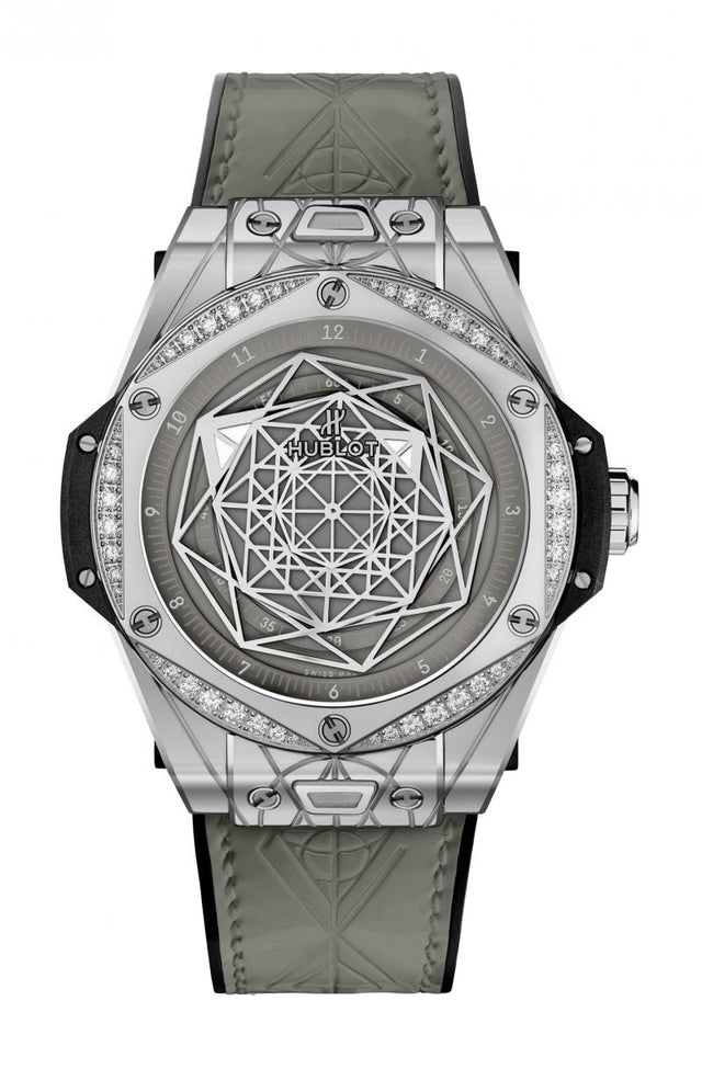 Hublot Big Bang One Click Sang Bleu Steel Grey Diamonds Woman's Watch 465.SS.7047.VR.1204.MXM20