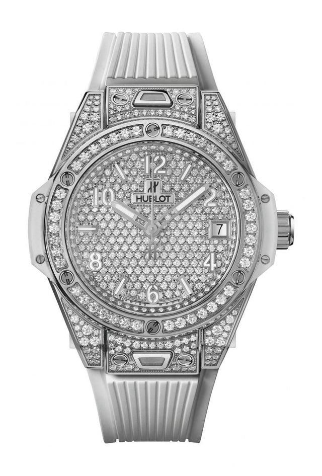 Hublot Big Bang One Click Steel White Full Pavé Woman's Watch 465.SE.9010.RW.1604