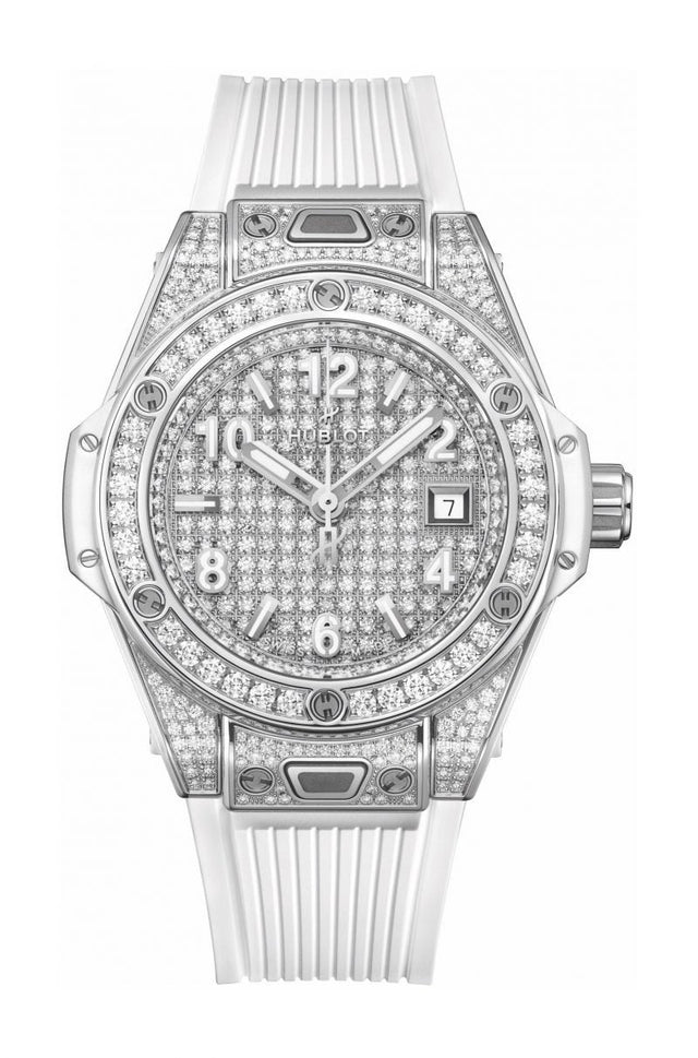 Hublot Big Bang One Click Steel White Full Pave Woman's Watch 485.SE.9000.RW.1604