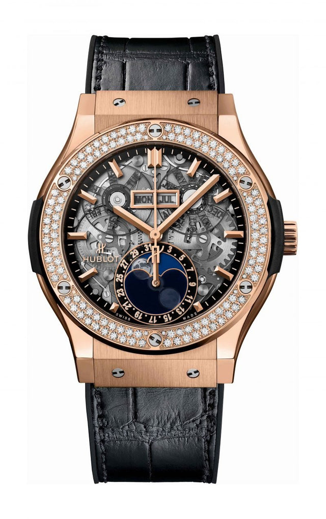 Hublot Classic Fusion AeroFusion Moonphase King Gold Diamonds Men's Watch 547.OX.0180.LR.1104