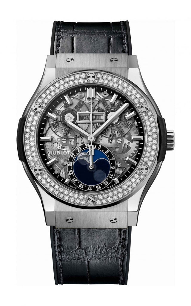 Hublot Classic Fusion AeroFusion Moonphase Titanium Diamonds Men's Watch 547.NX.0170.LR.1104