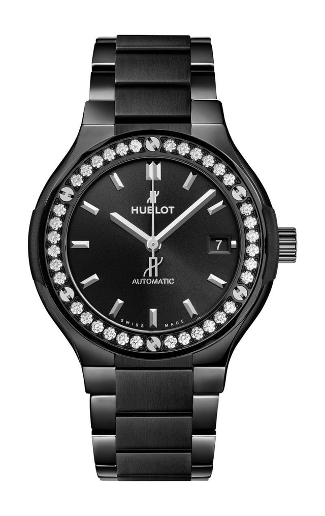 Hublot Classic Fusion Black Magic Bracelet Diamonds Woman's Watch 585.CM.1470.CM.1204