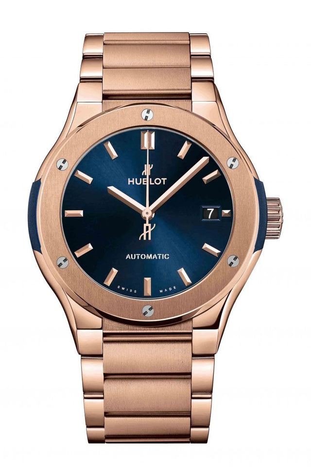 Hublot Classic Fusion Blue King Gold Bracelet Woman's Watch 585.OX.7180.OX