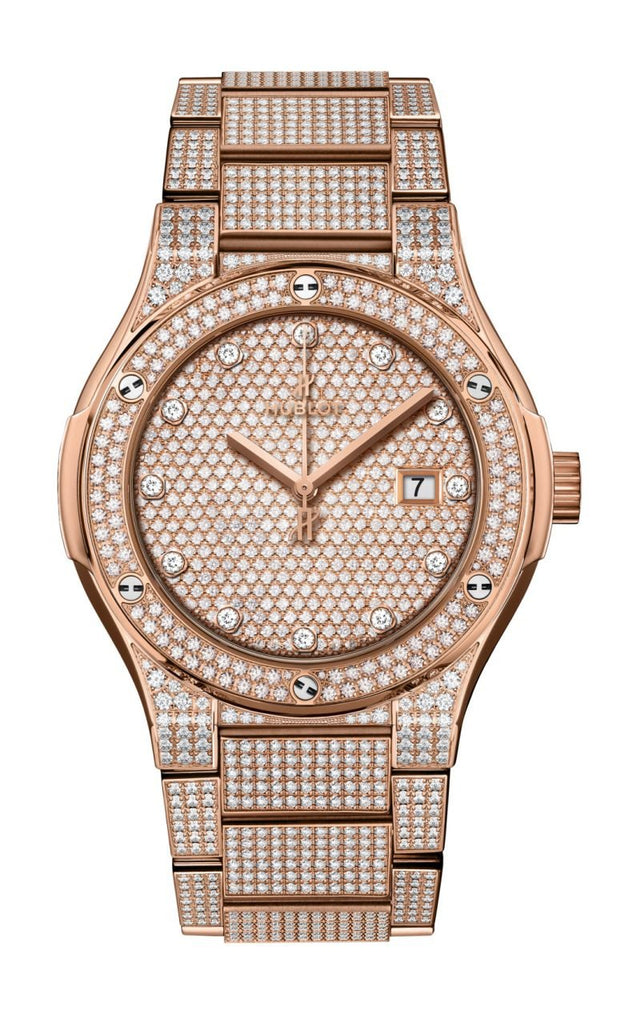 Hublot Classic Fusion Bracelet King Gold Full Pavé Men's Watch 510.OX.9000.OX.3704