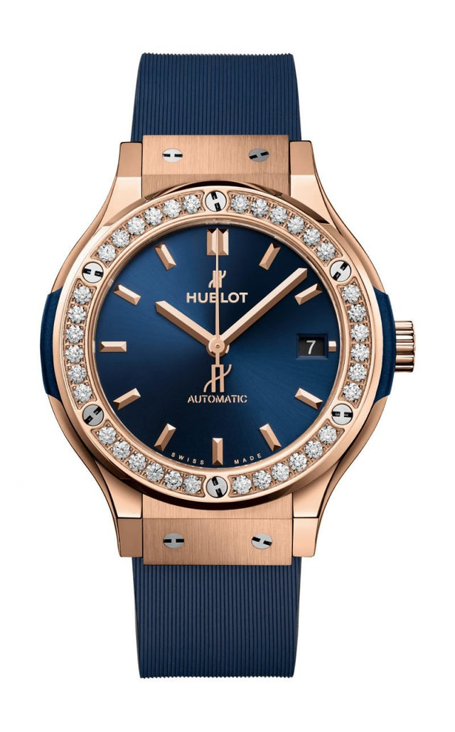 Hublot Classic Fusion King Gold Blue Diamonds Men's Watch 565.OX.7180.RX.1204