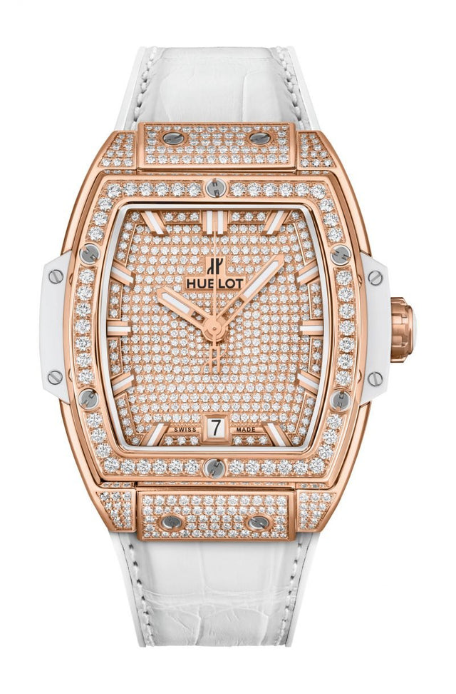 Hublot Spirit of Big Bang King Gold White Full Pavé Woman's Watch 665.OE.9010.LR.1604