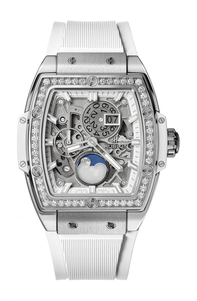 Hublot Spirit Of Big Bang Moonphase Titanium White Diamonds Men's Watch 647.NE.2070.RW.1204