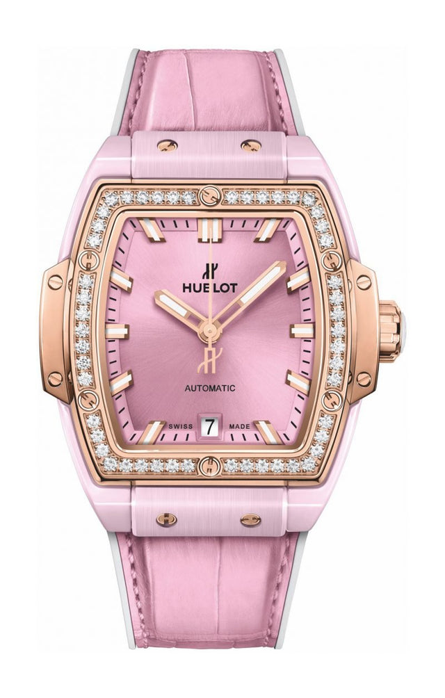 Hublot Spirit of Big Bang Pink Ceramic King Gold Diamonds Woman's Watch 665.RO.891P.LR.1204